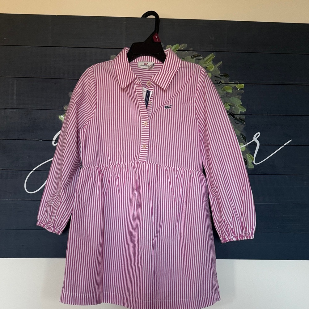 Vineyard Vines Pink and White Striped Kids Dress